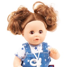 Gotz 2453255 Sleepy Aquini Girl Stars - 13" Tall Bath Baby Doll with Brown Hair and Brown Sleeping Eyes