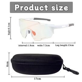 Dawumin Photochromatic Photochromic Cycling Glasses, Quick Glasses, Sports Glasses for Men and Women, Cycling Glasses, Sunglasses with UV400 Protection, Transprante Lenses for Outdoor Sports