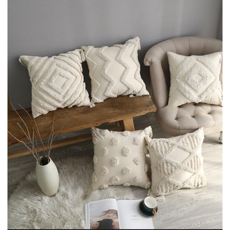 Emilie-Textil Boho Decorative Cushion Cover Made of 100% Cotton, Decorative