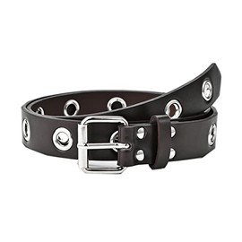 BSJIA Womens Mens Rivet Grommet Punk Belt Goth Dance for Jeans Coffee Single Row Groment