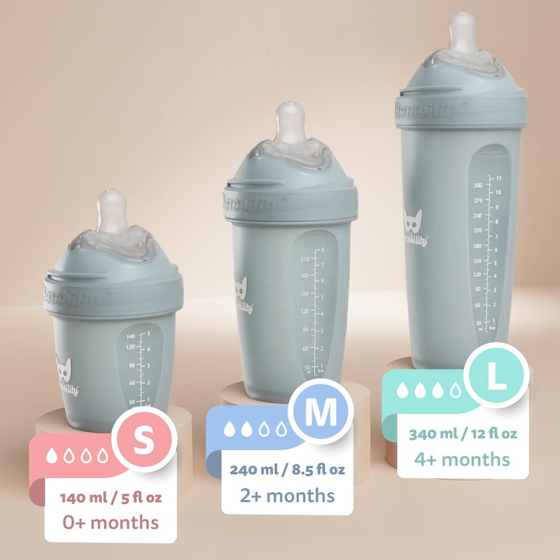 Herobility Anti-Colic Baby Bottles 8.5 fl oz/240ml - Pack of