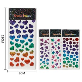 4 Sheets of Stickers Stars Glitter, 3D Stickers Colourful Laser Star Stickers, Round Five-Pointed Star Love Design for DIY Crafts Scrapbooking Decoration