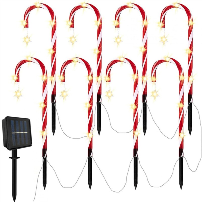 Outdoor Solar Garden Lamp Waterproof Solar Christmas Cane Stake Light