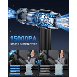 EYYA Handheld Car Vacuum Cleaner Cordless, 15000PA High Power Vacuum & Air Duster, 4-in-1 Portable Mini Vacuum with LED Light, Hand Held Vacuum Cleaner for Car Home Offic