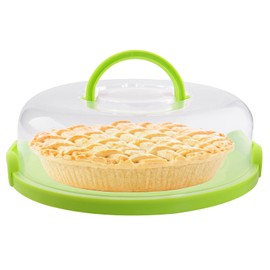 12inch Portable Pie Carrier with Lid and Cupcake Muffin Tart Cookie Keeper Food, for Wedding Party Baby Shower Party Christmas (Green)