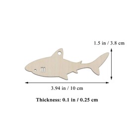 20pcs Shark Shape Unfinished Wood Cutouts DIY Crafts Blank Hanging Tags Ornaments with Ropes for Summer Ocean Sea Theme Party Decoration, 3.94x1.5 in