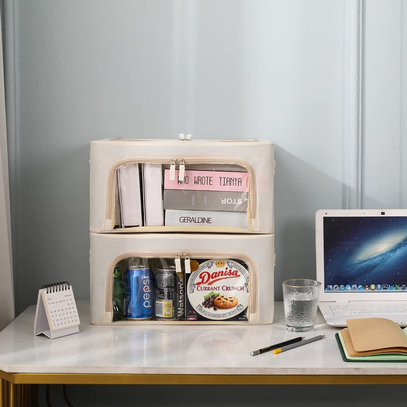 3Pack Frame Storage Box - Clothes Storage Bin Bags Oxford