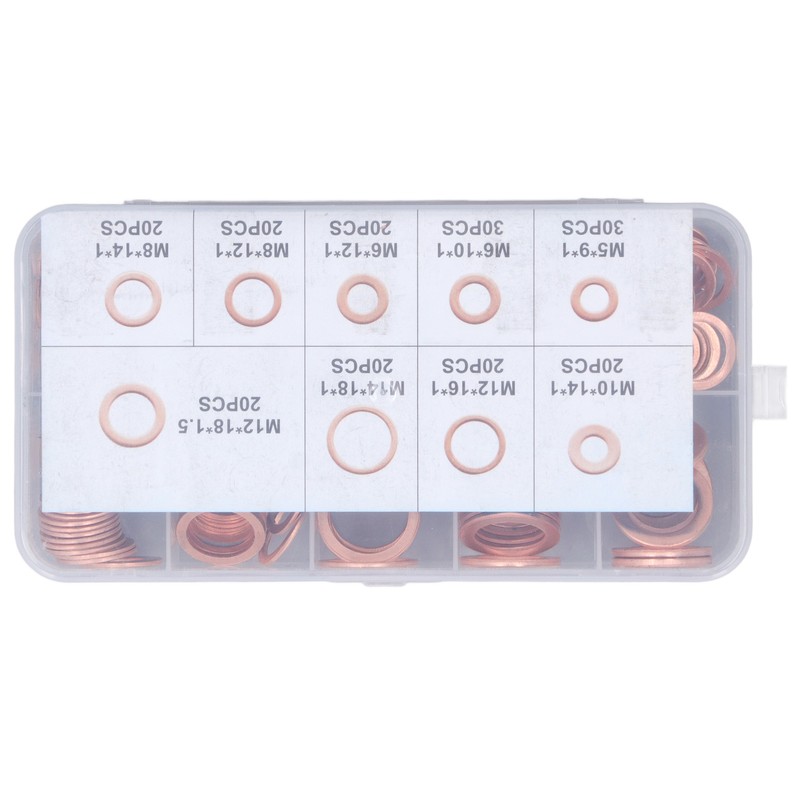200Pcs Oil Drain Plug Gasket Red Copper Heating Processing 9