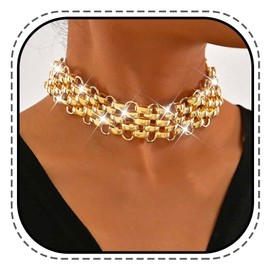 Kesvb Chunky Choker Necklace Gold Cuba Link Chain Necklaces Punk Thick Necklace for Women