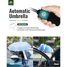Chakipee Compact Travel Umbrella Large Storm Resistant - Automatic Pocket Umbrella for Men and Women, Portable 210T Fabric 97 cm Span 8 Ribs Umbrella, Sky blue2