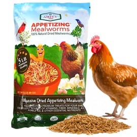 Amzey Dried Mealworms 5 LB, 100% Natural Meal Worms for Chicken & Birds, Organic Chicken Feed for Laying Hens, High Protein and Nutrition, Zipped Bag