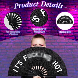 FairySandy Large Rave Fan UV Glow Hand Fan with Holster for Men/women, Disco Party Favor for Edm Music Festival Club Rave Accessories(Cool Style)