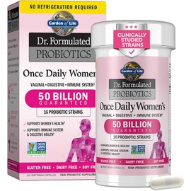 Garden of Life Once Daily Dr. Formulated Probiotics for Women 50 Billion CFU 16 Probiotic Strains with Organic Prebiotics for Digestive, Vaginal & Immune Health, Dairy Free, Shelf Stable 30 Capsules