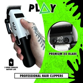 TPOB Play Barber Hair Clippers for Men 7500 RPM with Rubber Grips (White)
