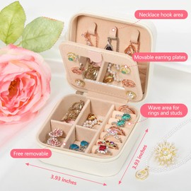 CHMI Travel Jewelry Case, White Travel Jewelry Box, Travel Jewelry Organizer, Travel Gifts for Women Girls, Jewelry Organizer Box, Birthday Gifts for Women, Christmas Gifts for Teens Girls - Initial Q