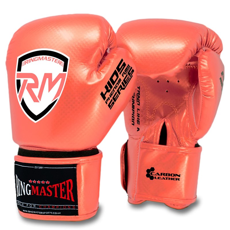 RingMaster Sports Kids Boxing Gloves Carbon Leather Training Sparring Punch