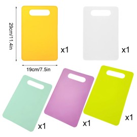 MINZHI 5 Stück Kunststoff Schneidebrett,Rutschfeste Kunststoff Schneidematte,Kunststoff-Schneidebrett mit Griff,Kunststoff Schneidebrett Rutschfest,für Küchengemüse, Obst, Fleisch usw.