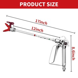 Airless Paint Spray Gun 3600 PSI, Sprayer with 12inch Tip Extension Pole, 517 Spray Tip