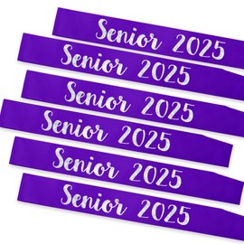 KETAOO 6PCS Senior 2025 Sash, Silver Glitter Purple Finally Graduated 2025 Senior Cheerleader Sashes for Graduation Party Decorations Supplies