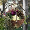 Artificial Christmas Hanging Basket with Pine Cones Red Berries White