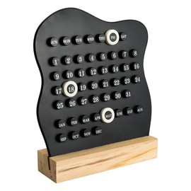 Mulaibdin Desk Perpetual Calendar, DIY Block Calendar, Modern Reusable Ring Date Calendar, Record Cute Desktop Decor for Home Office Accessories Aesthetic (Black)