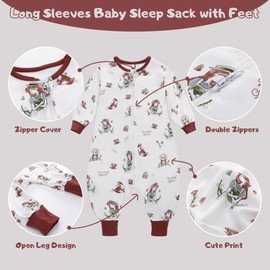 LAT Baby Sleeping Bag with Feet, 0.5 Tog Sleeping Bag Baby, 100% Cotton Baby Sleeping Bag with Arms, Toddler Sleeping Bag with Legs, Sleep Sack for Boys and Girls (Fox, 12-24 Months)