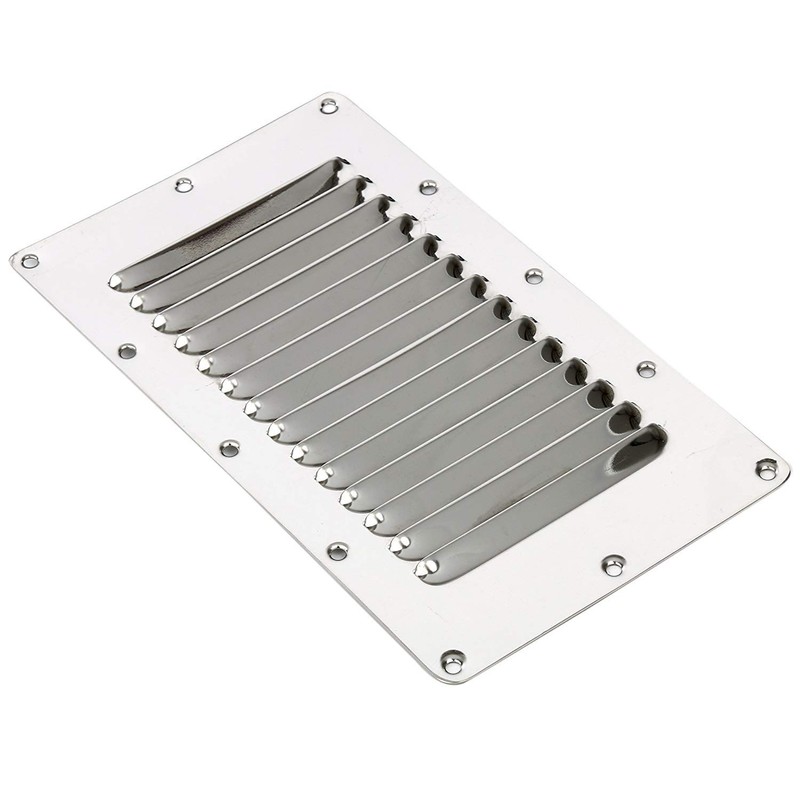 Amarine Made Stainless Steel Stamped Louvered Vent Rectangular Marine Vent