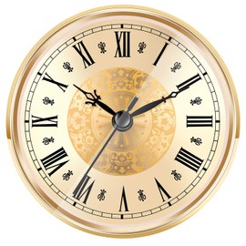 Hicarer 4.3 Inch/ 110 mm Quartz Clock Insert, Gold Trim, Roman Numeral, Quartz Movement