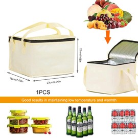 TICKLELY 1 Item Cool Bag - Compact Cool Bag Foldable, Small and Large Cool Bag for Travel, Car, Travel, Picnic - Cool Box with Cooler Bag Function (Cream)