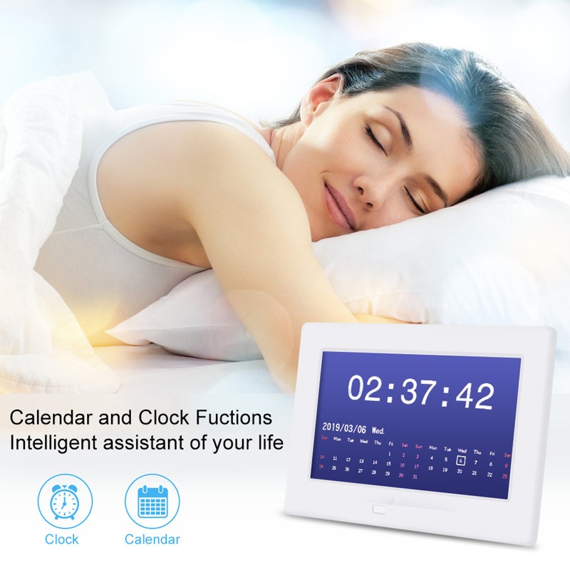 7Inch 1024*600HD Digital Photo Picture Frame Alarm Clock Player Album