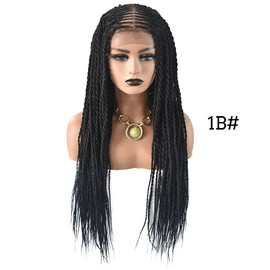 Healthlif Braided Wigs For Black Women Synthetic Lace Front Braided Wigs Knotless Box Faux Locs Wig Dreadlock Braided Wigs With Baby Hair 31" Braid Braiding Hair Wigs (#1B)