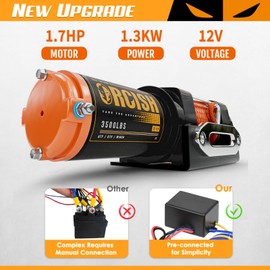 ORCISH Upgrade 3500 lb 12V DC Electric Winch, ATV/UTV Winch Kit for Towing, 1/4"×30' Synthetic Rope with Both Wireless Handheld Remote and Corded Control Recovery, Easy Assembly Winches