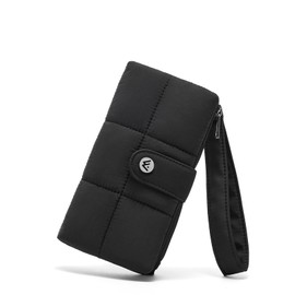 WESTBRONCO Puffer Wristlet Wallets for Women RFID Blocking Soft Slim Bifold Compact 13 Card Holder Wallet for Women with Zipper Coin Pocket & ID Window