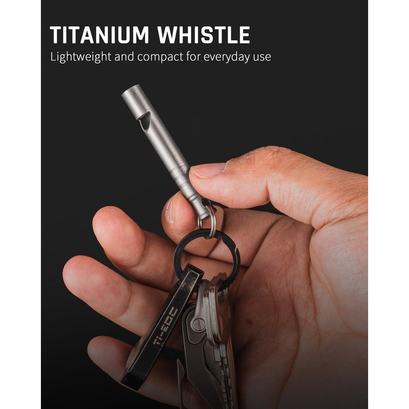 TISUR Titanium Emergency Whistle,120db Safety Whistle with Lanyard,Outdoor Survival Small