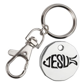 Harts Jesus Christain Fish symbol Trolley Token Keyring New Shpe 12 sided x 1 unit