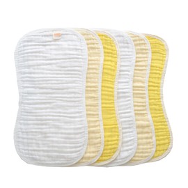 MUKIN Baby Muslin Burp Cloth Set of 6, Ultra Soft Absorbent Thick Cotton Burping Cloths for Unisex Newborn Babies, 20'' by 10'' Neutral Milk Spit Up Rags Boys Girls - Baby Must Haves(Gradient Yellow)