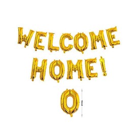 AnnoDeel 16inch WELCOME HOME Letter Balloons, Gold Alphabet Foil Mylar Balloons for Welcome Party Decoaration supply