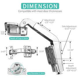 deegbbyi Pack of 2 Pot Hinges, Soft Close Hinges for Cabinet Doors, 25 mm Standard Size Pot Hinges, Furniture Hinge, Door Hinges Self-Closing, Soft Close Hinge for Wardrobe