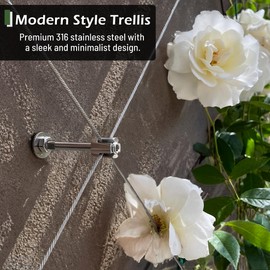 Acemaker Wire Trellis for Climbing Plants Outdoor, 20-Set Wall Wire Trellis Kit with 5/64"(2mm) x 98ft Stainless Steel Cable & Cutter, T316 Espalier System for Fence and Garden DIY Projects