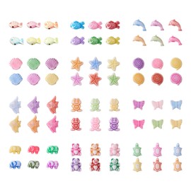 PandaHall 330 Pieces Sea Theme Acrylic Beads Mixed Colors Starfish Butterfly Dolphin Fish Turtle Shell Mini Pony Beads for Jewelry Making DIY Crafts Transparent