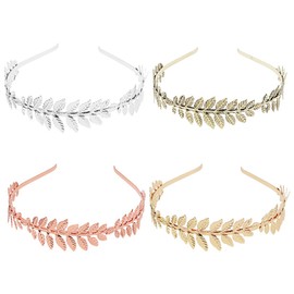 Vintage Roman Goddess Gold Silver Rose Gold Antique Cyan Leaf Bridal Crown for Party Prom Wedding, Metal