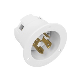 ENERLITES NEMA L14-30 Flanged Inlet Generator Plug, Locking Receptacle Socket, 30 Amp, 125/250 Volt, 3 Pole, 4 Wire, Grounding Welding Use 7500 Watts, Industrial Grade, 66493-W, White