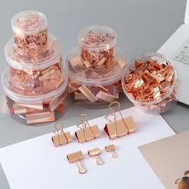 80Pcs Binder Clips Paper Clip for Office School and Home Supplies (Rose Gold, 80 Pieces of 19mm)