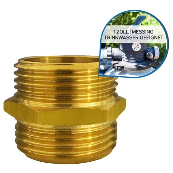 kör4u Double Nipple Brass, Male Thread 1 Inch x 1