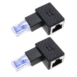 ECSiNG 2PCS RJ45 Ethernet Adapter 90 Degree RJ45 Male to RJ45 Female Adapter Elbow Connector Compatible with Cat5e/Cat6 Standards RJ45 Cable Right Angle