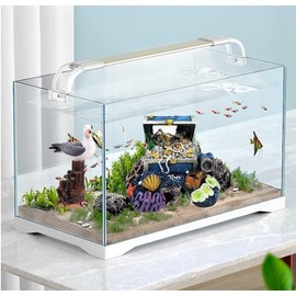 Tnfeeon Aquarium Treasure Chest Ornament - Resin Fish Decoration Hideaway