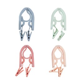 LIKENNY Portable Hanger, Travel Hanger, Foldable, Space Saving, Arched Type, Laundry Hanger, Convenient Storage, Indoor Business Trips, Portable, Slim Hangers, Set of 4 (8 Pinches)