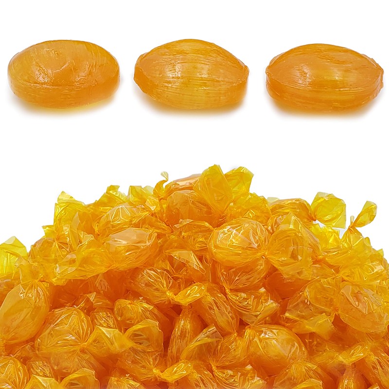 Butterscotch Button Round Hard Candy, 80 Individually Wrapped, 1 Pound