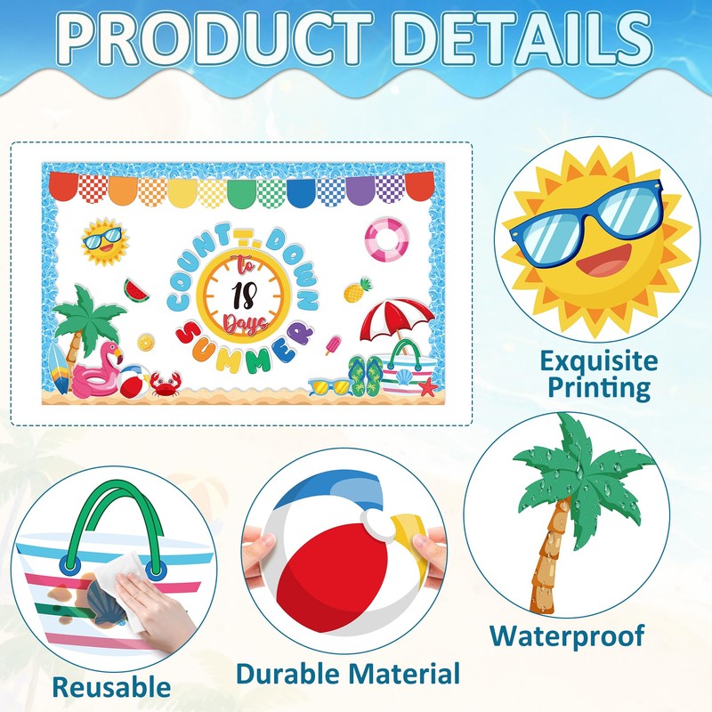 Countdown to Summer Bulletin Board Set Beach Bulletin Board Decorations