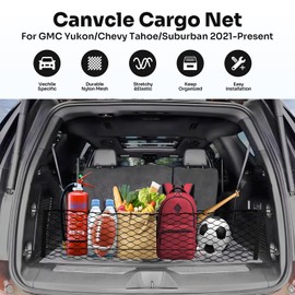 Canvcle Cargo Net for Chevy Suburban Tahoe GMC Yukon&Yukon XL Cadillac Escalade 2021–2025 2026 Envelope Style Heavy Duty Elastic Mesh Trunk Cargo Organizer Easy Install Storage Net with Hooks
